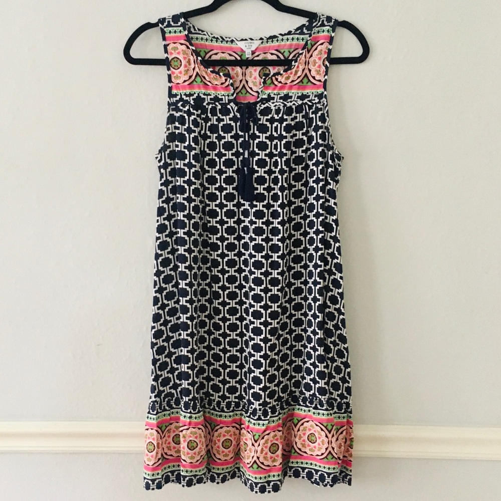 LIKE NEW Crown & Ivy Navy Patterned Tassel Dress